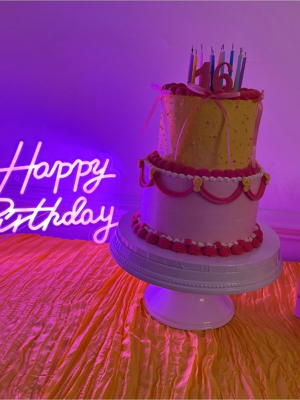 Happy Birthday LED Sign - White Neon Script